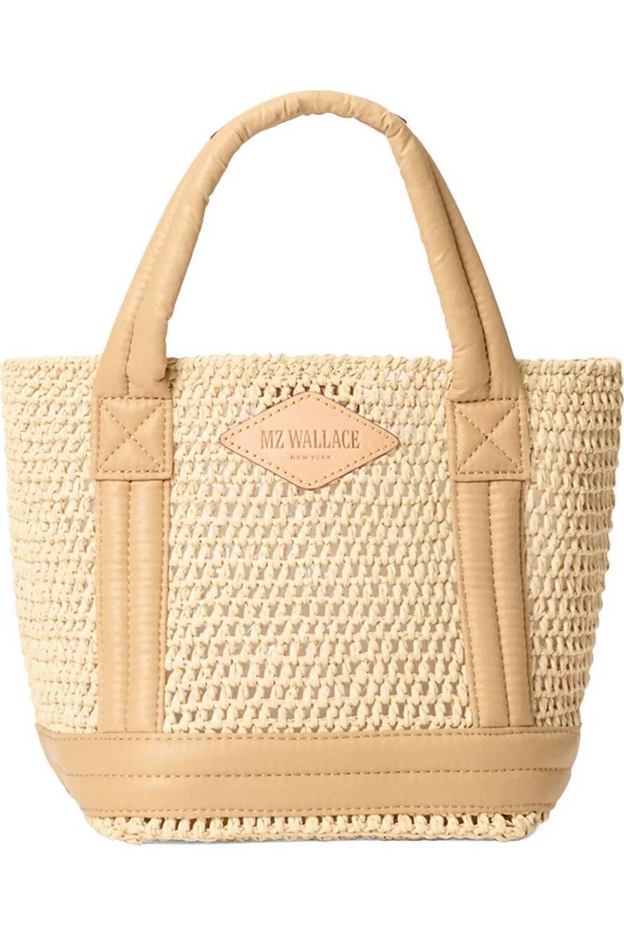 NEW MZ WALLACE mini nylon trims tote in crotchet/camel